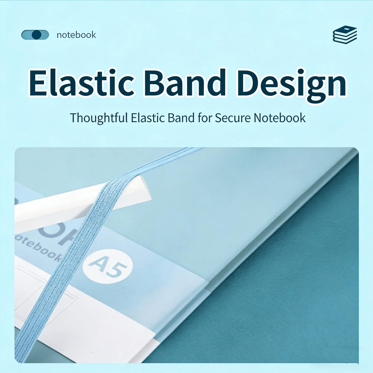 Custom A5 bound notebook strap design
