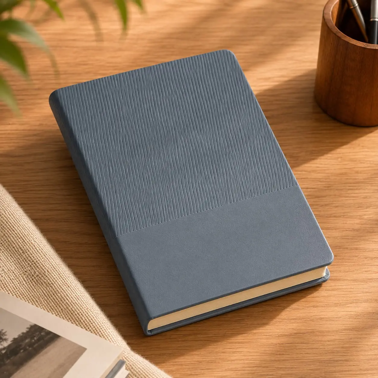 Wholesale Custom A5 Minimalist Striped PU Hardcover Notebook with 200 Lined Pages Supplier, Factory