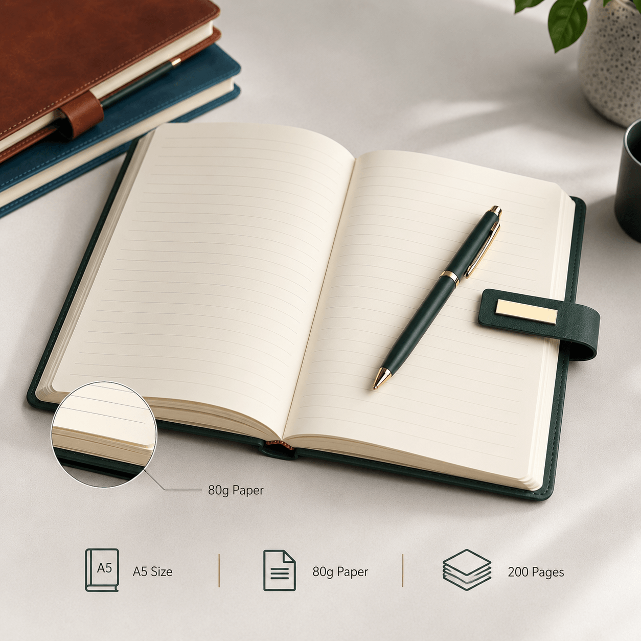 A5 notebook size 80g paper and 200 pages feature image