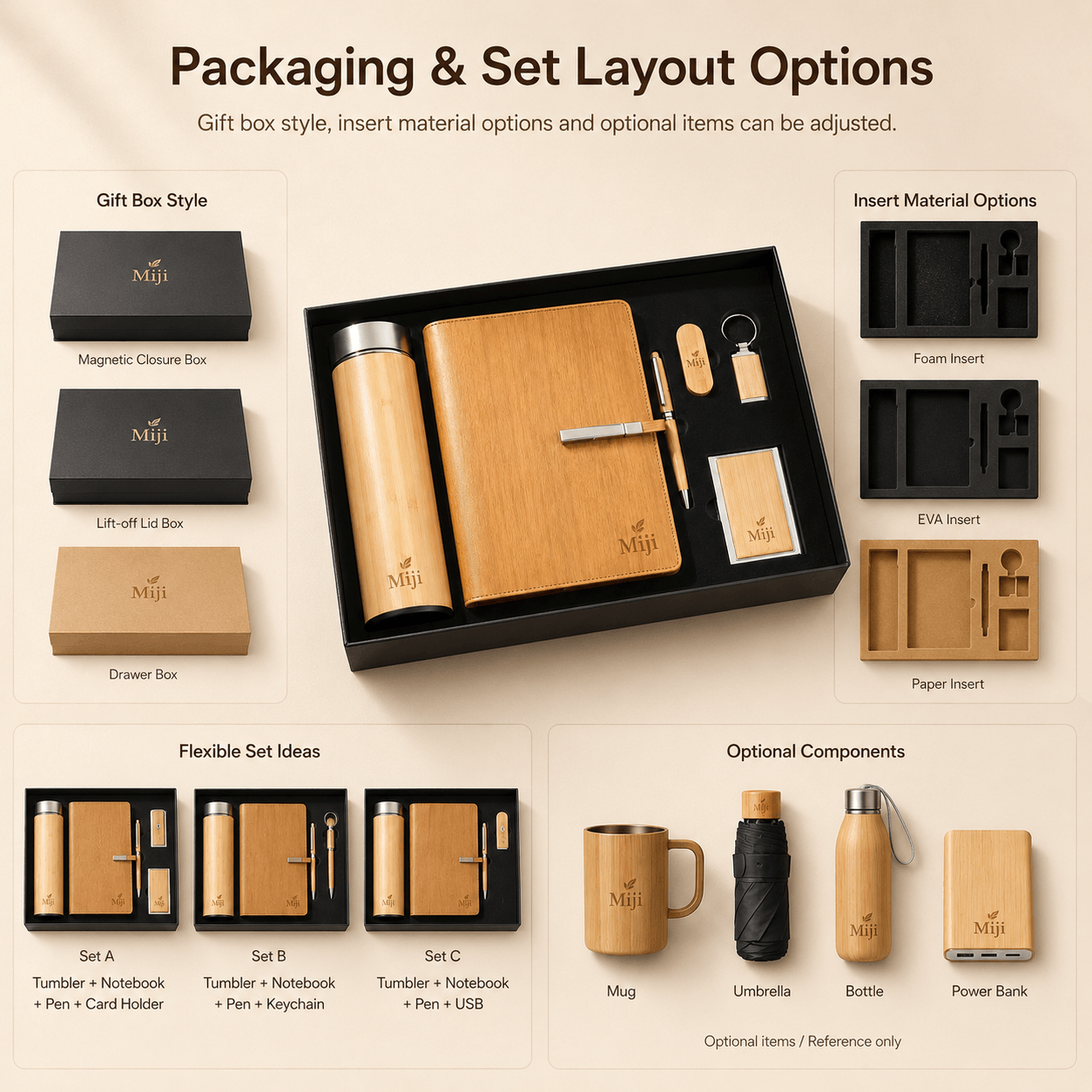 Bamboo Packaging and Set Layout Options