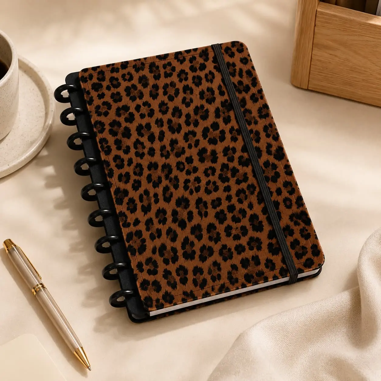 Wholesale Custom A5 Leopard Print Disc-Bound Notebook with Refillable Lined Pages Manufacturers, Supplier