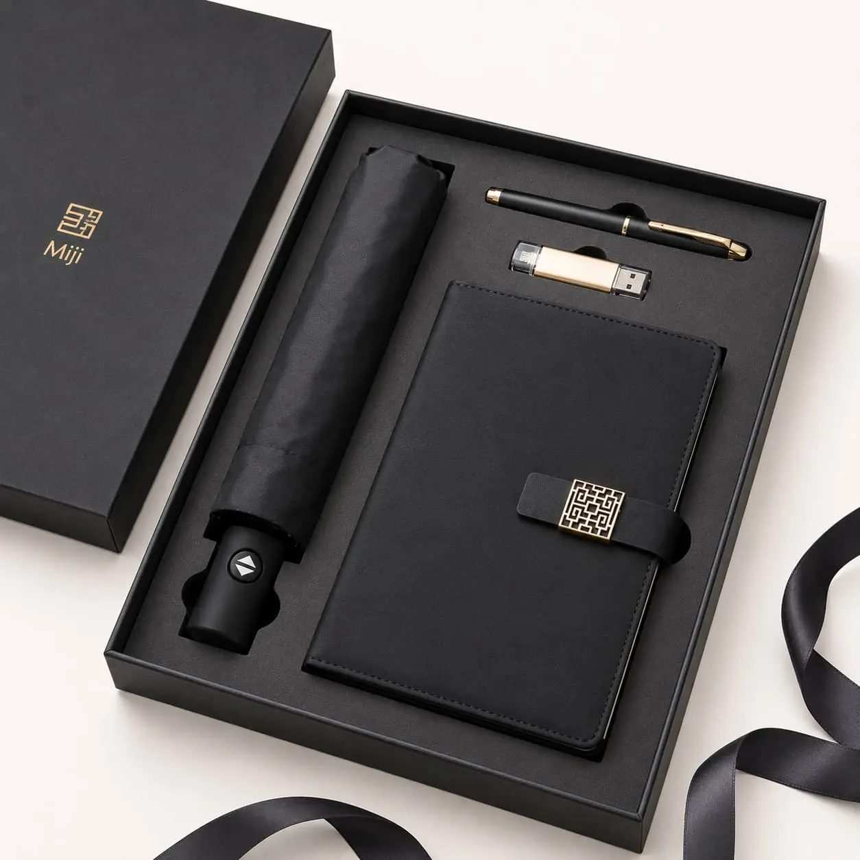 Custom Executive Gift Set with Notebook, Umbrella, Pen and USB