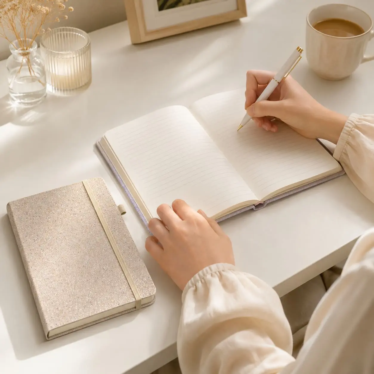 China Custom A5 Glitter PU Hardcover Notebook with Elastic Band | 192 Pages Factories, Factory