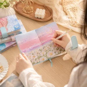 China Custom 128 × 180 mm Dreamy Art Cover Strap Closure Notebook | 100gsm Paper Supplier, Suppliers