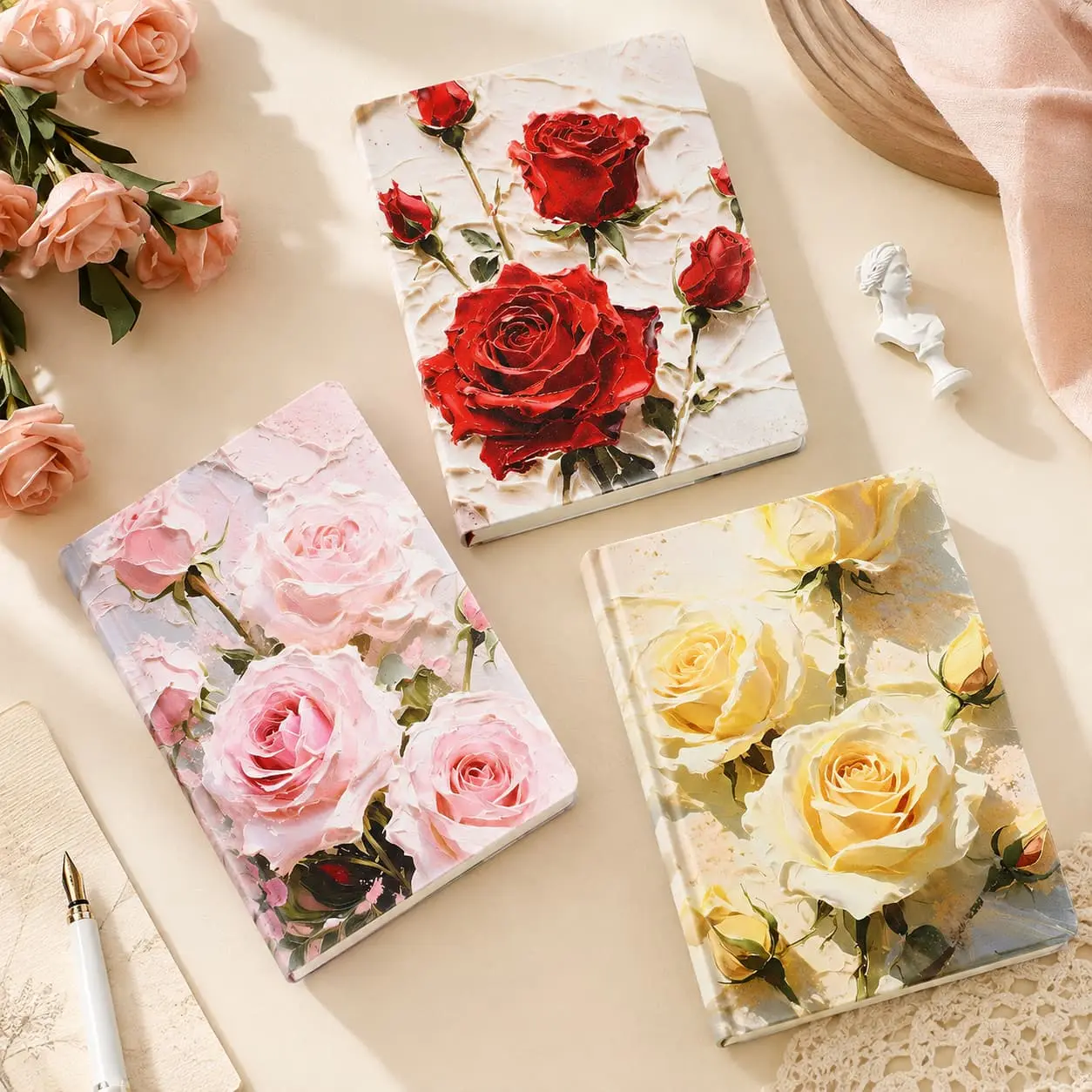 China Custom A5 Rose Floral PU Hardcover Notebook | Lined Journal Supplier, Factory