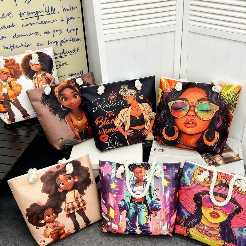China Multi-Functional Fun Cartoon Pattern Tote Bag with Rope Art Printed Suppliers, Factory