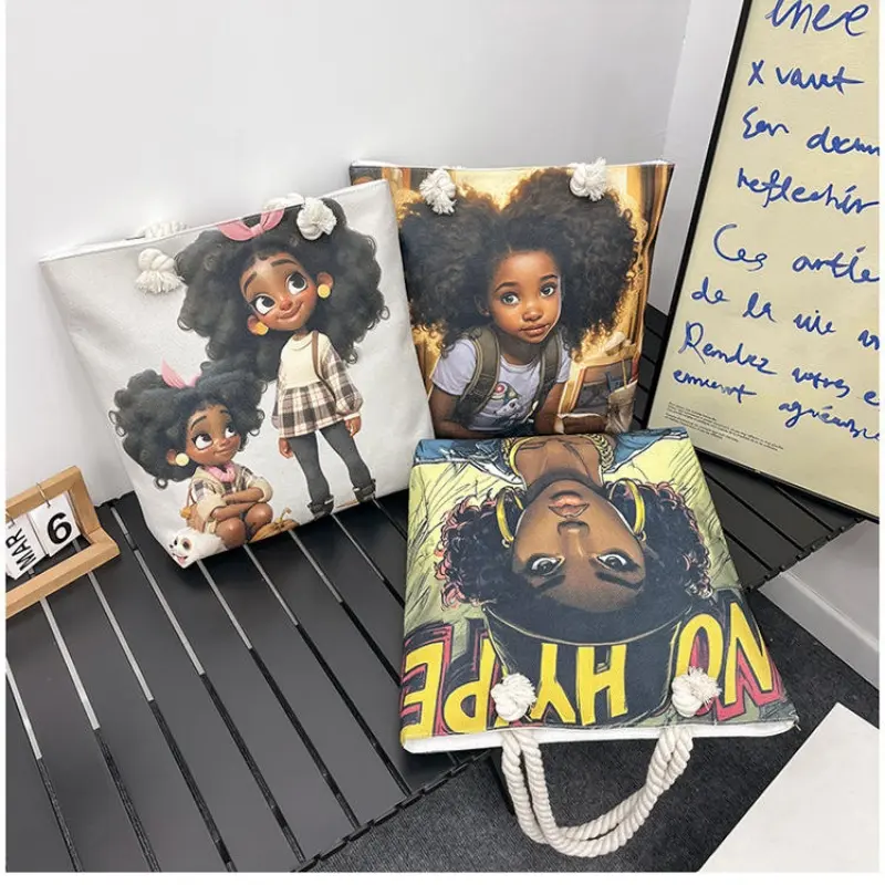 China Multi-Functional Fun Cartoon Pattern Tote Bag with Rope Art Printed Suppliers, Factory