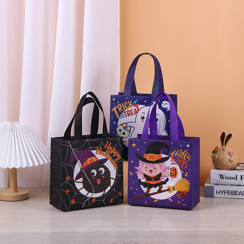 Halloween Trick or Treat Bags with Handles Gift Bags Multifunctional Non-Woven Halloween Bags Gifts Wrapping