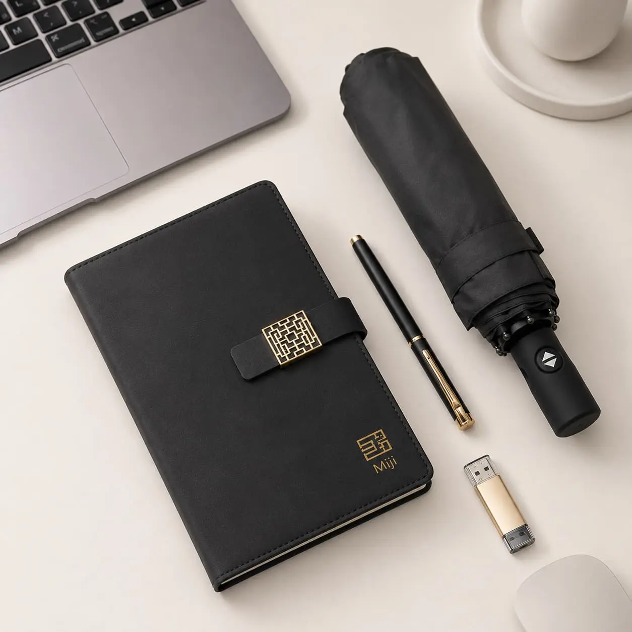 Custom Executive Gift Set with Notebook, Umbrella, Pen and USB