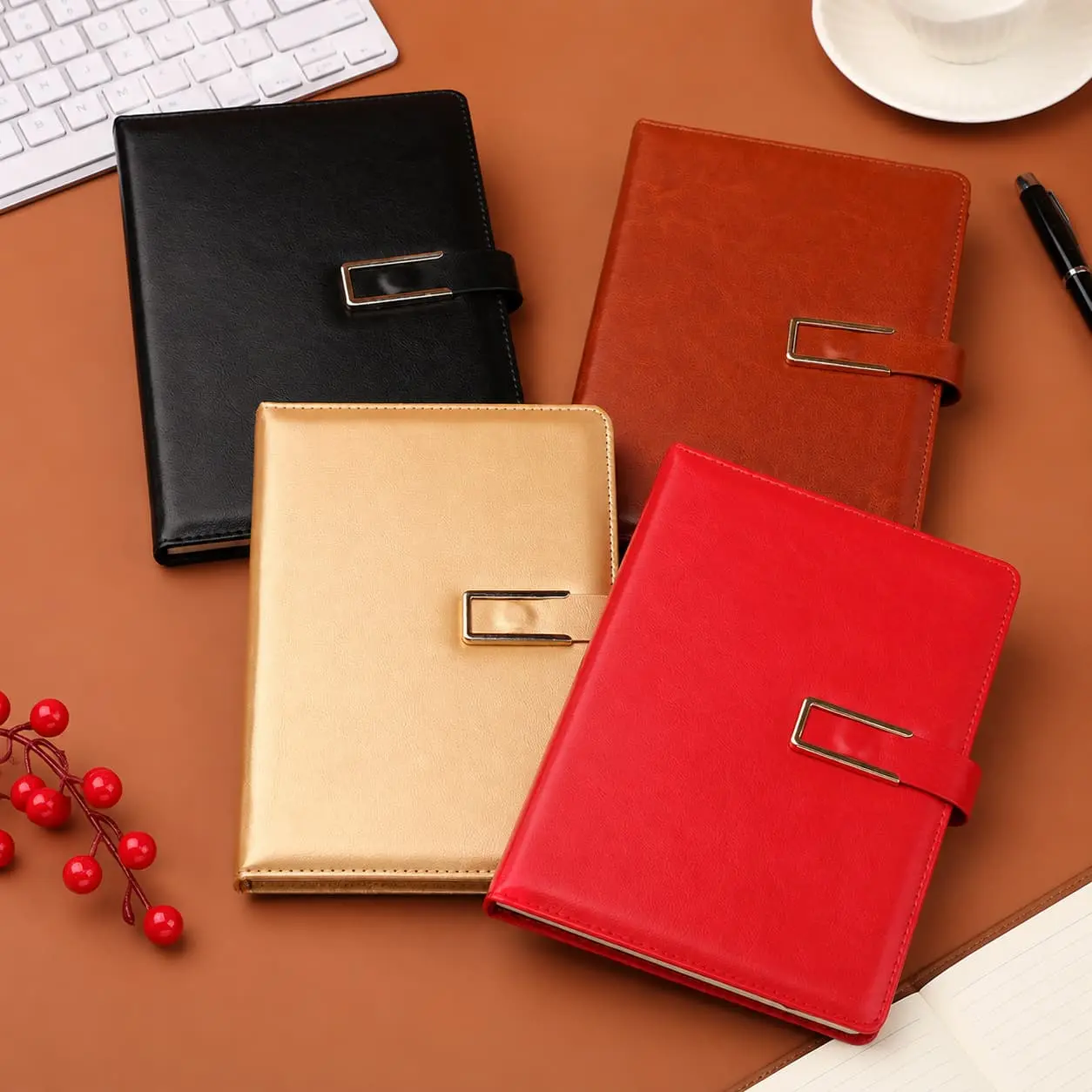 Wholesale A5 Skin-Feel PU Notebook with Metal Clasp Manufacturers, Supplier