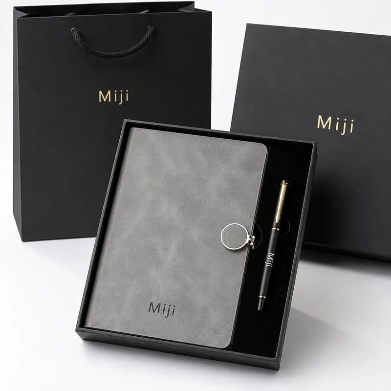 Custom Grey Notebook and Pen Gift Set