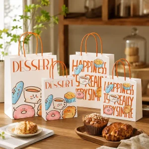 Custom Custom Dessert Paper Gift Bags for Bakery Takeaway | Two Sizes & Original Artwork Manufacturer, Suppliers