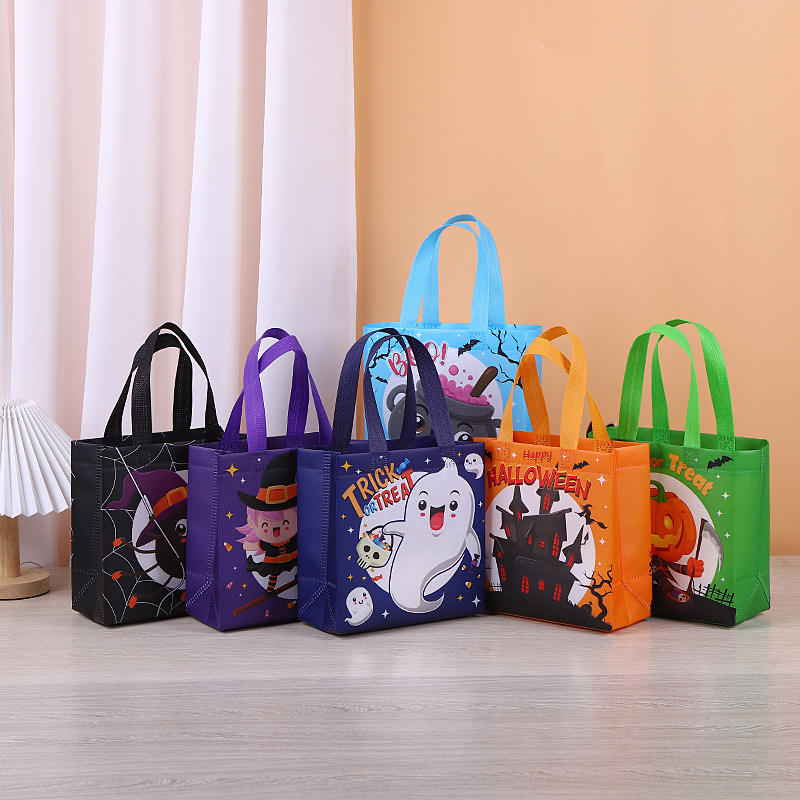 Halloween Trick or Treat Bags with Handles Gift Bags Multifunctional Non-Woven Halloween Bags Gifts Wrapping for Kid Gift