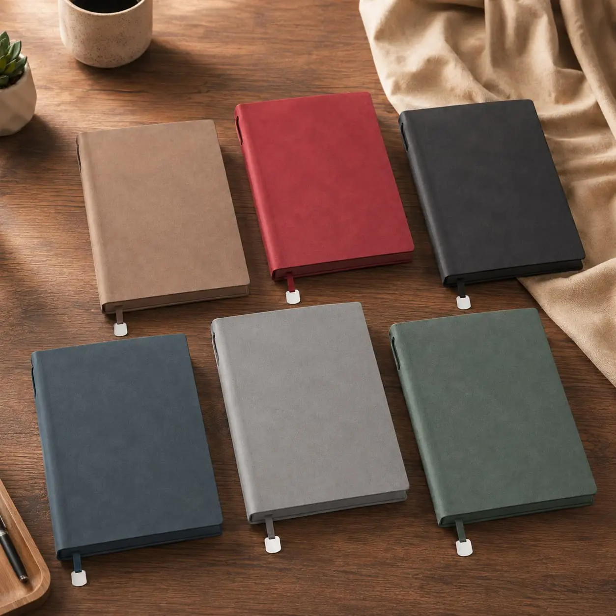 Wholesale Custom A5 Soft-Touch PU Hardcover Notebook with Pen Slot | 200 Pages Manufacturers, Factory