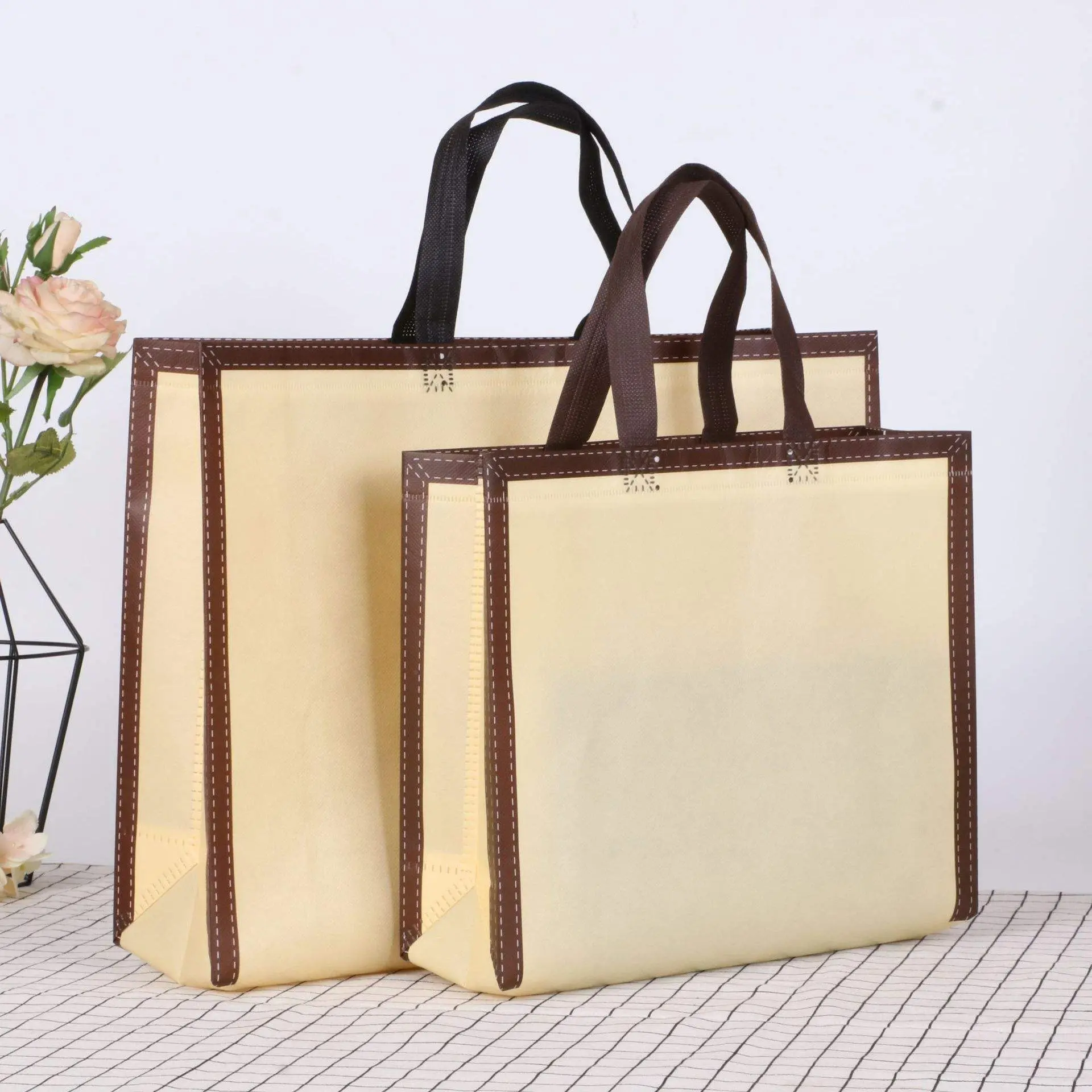 Wholesale Beach Curved Corners Tote Pp Non Woven Custom Bags Suppliers, Factory
