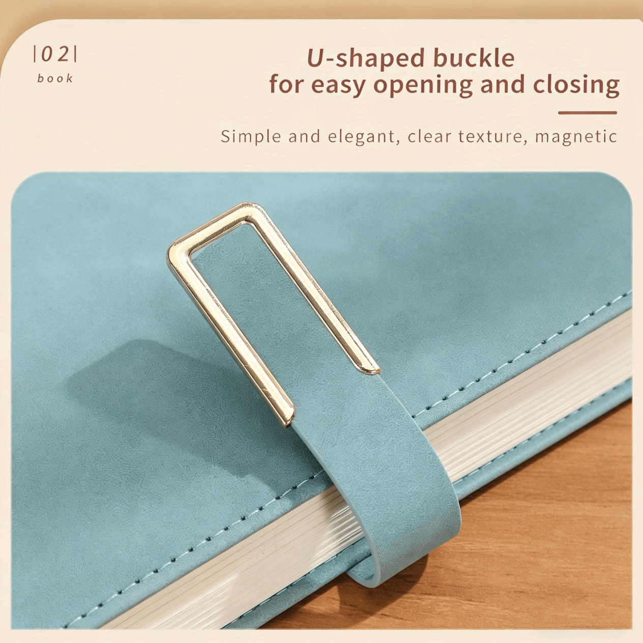 Customized thickened notebook with a pleasant tactile feel and a buckle closure