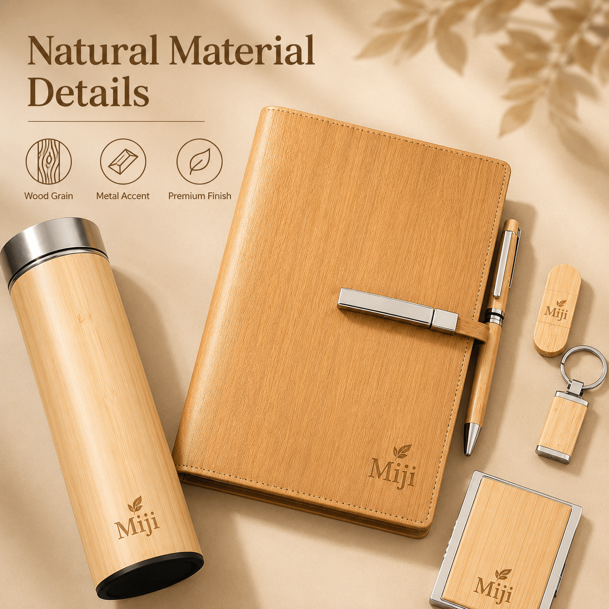 Natural Material Details for Bamboo Gift Set