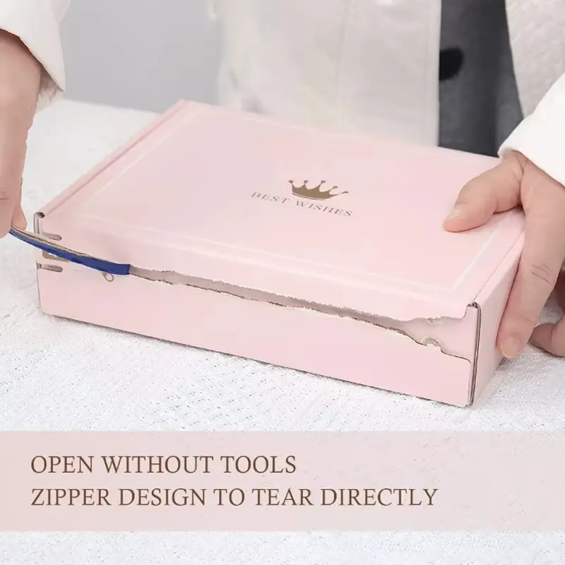Custom Color Printed Folding Zipper Double-sided Adhesive Tear-off Paper Box