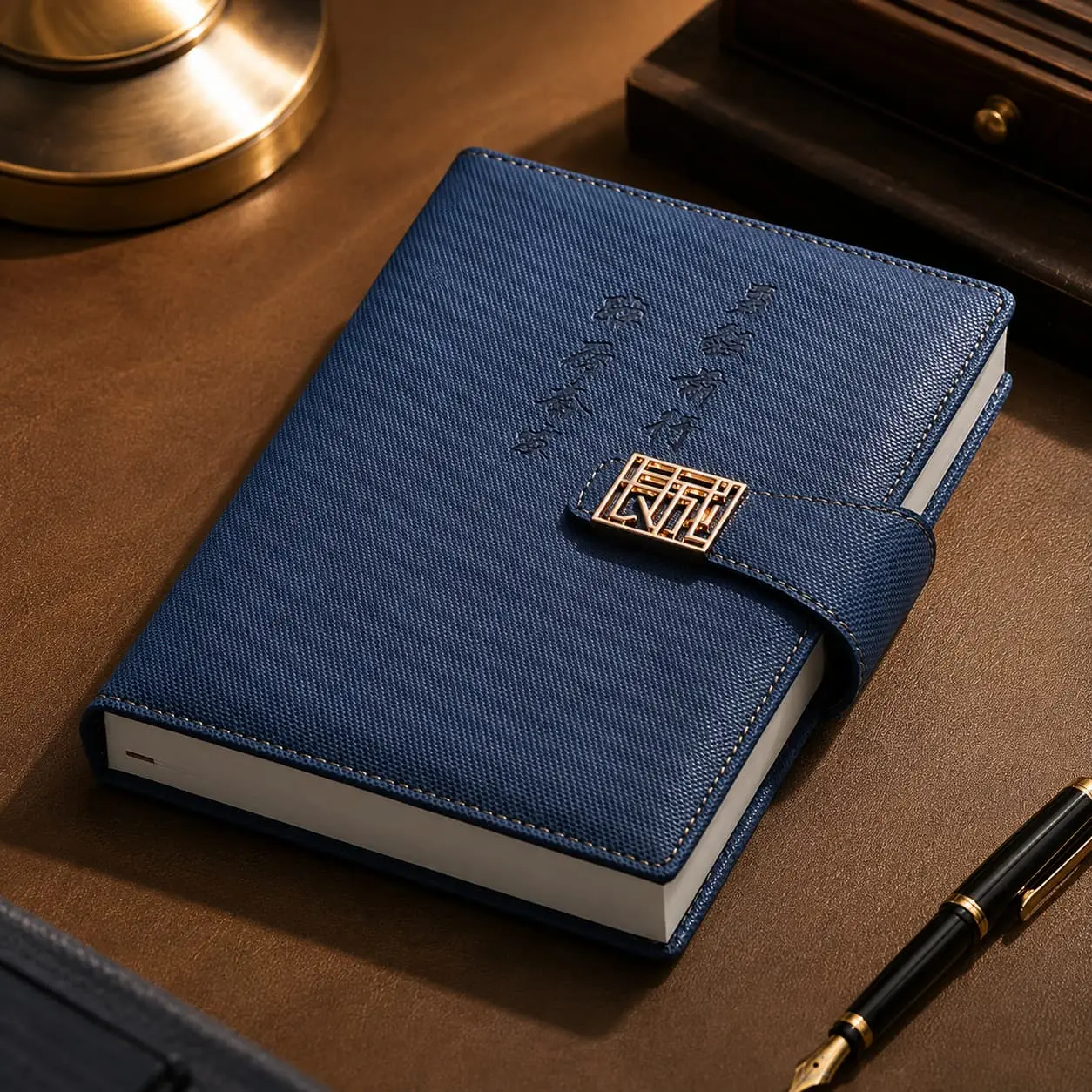 China Custom A5 Woven-Texture PU Gold Buckle Notebook | 264 Page Manufacturer, Factories
