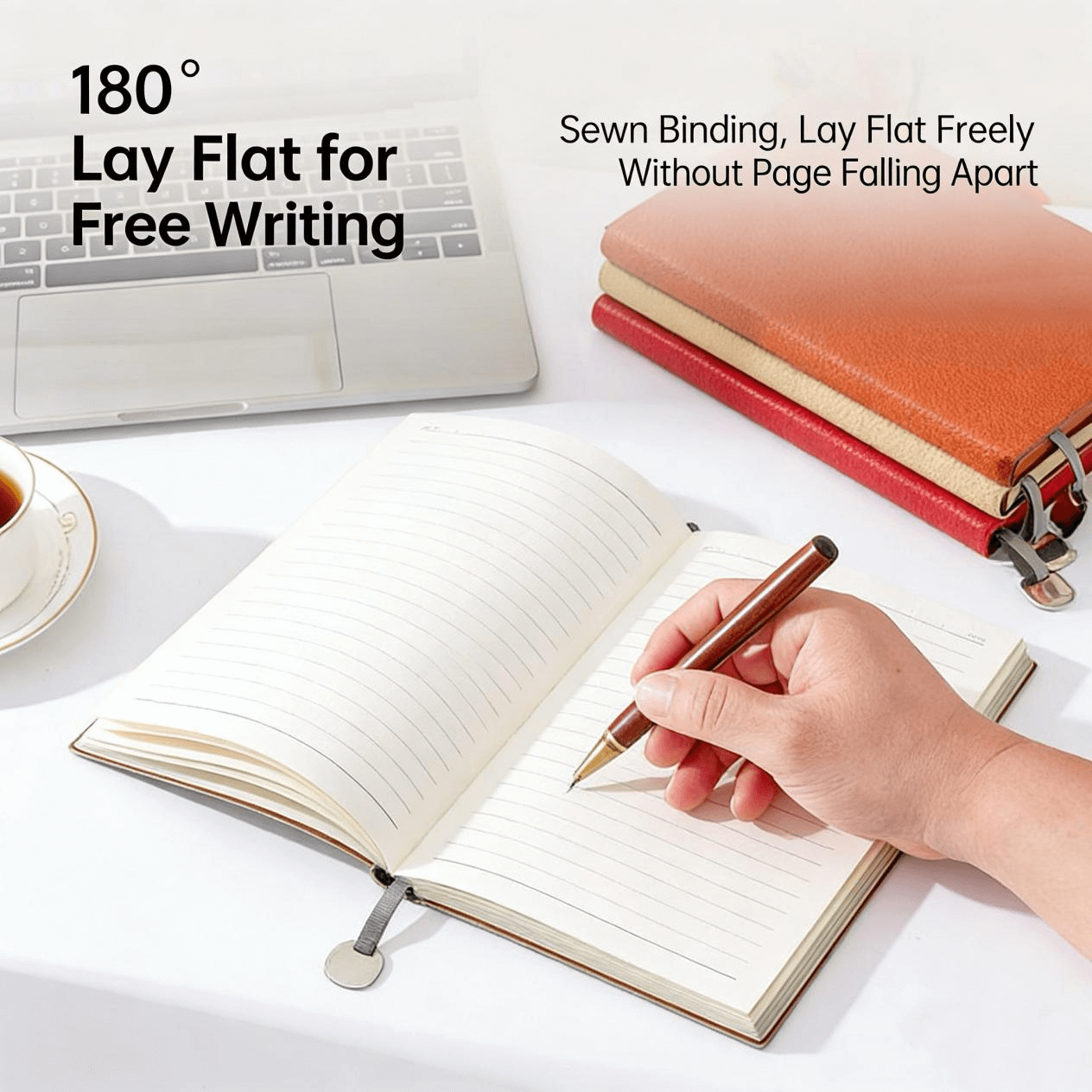 180 degree lay-flat notebook writing design