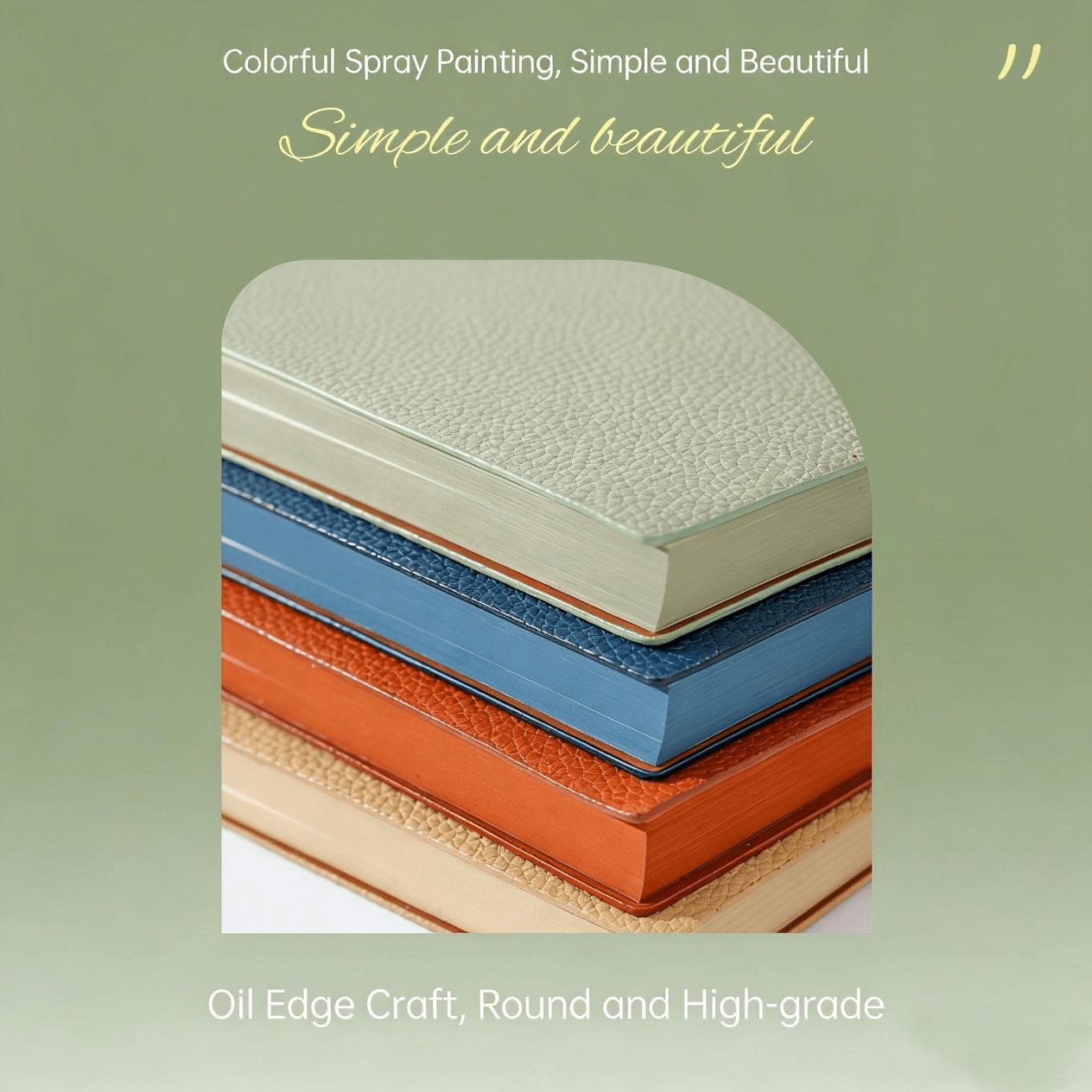 A5 lychee-textured simple soft leather notebook binding detail