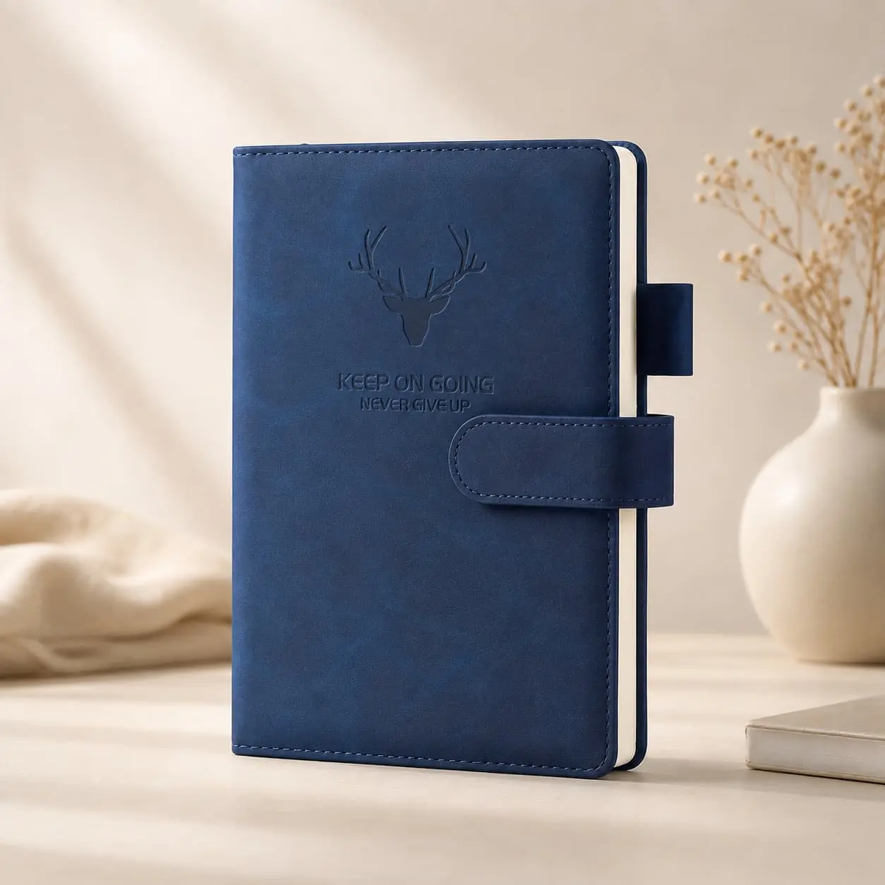 Custom Custom A5 Soft-Touch PU Deer Embossed Buckle Notebook | 200 / 360 Pages Manufacturer, Supplier