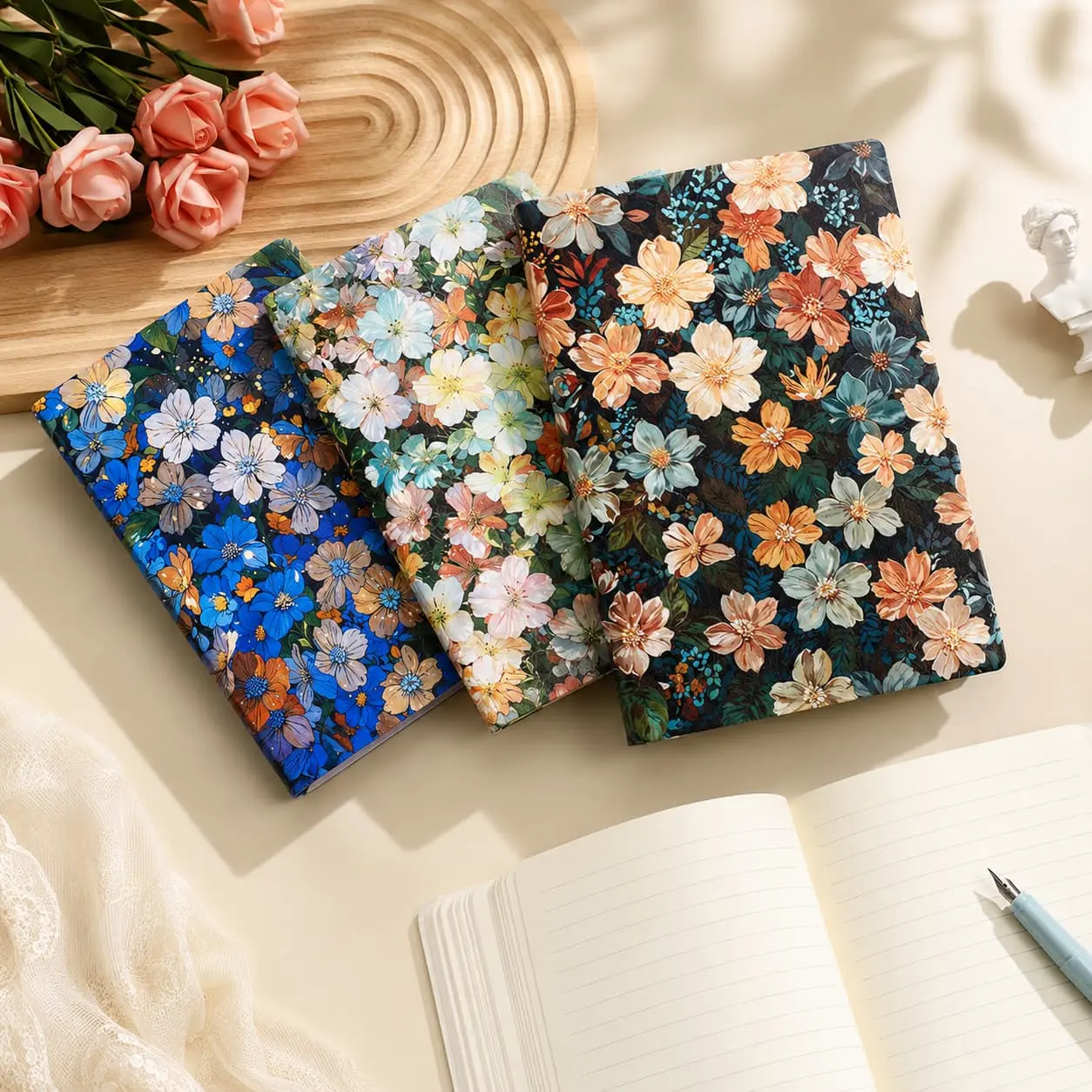 Wholesale Custom A5 Floral PU Hardcover Notebooks | Printed Journal Collection Manufacturer, Factory