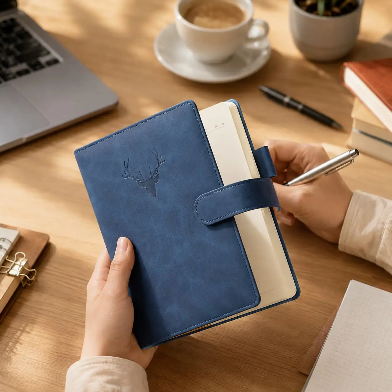 Custom Custom A5 Soft-Touch PU Deer Embossed Buckle Notebook | 200 / 360 Pages Manufacturer, Supplier