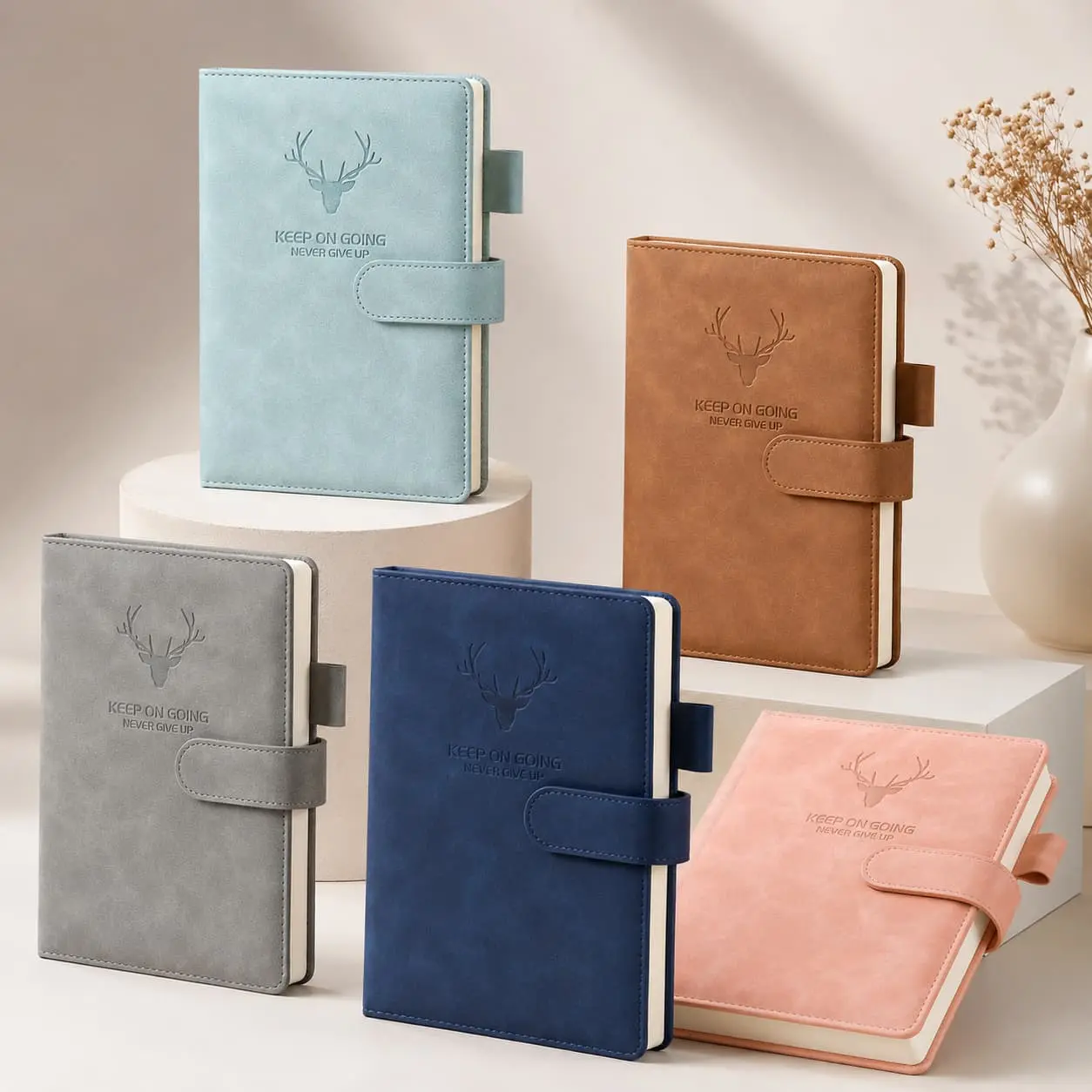 Custom Custom A5 Soft-Touch PU Deer Embossed Buckle Notebook | 200 / 360 Pages Manufacturer, Supplier