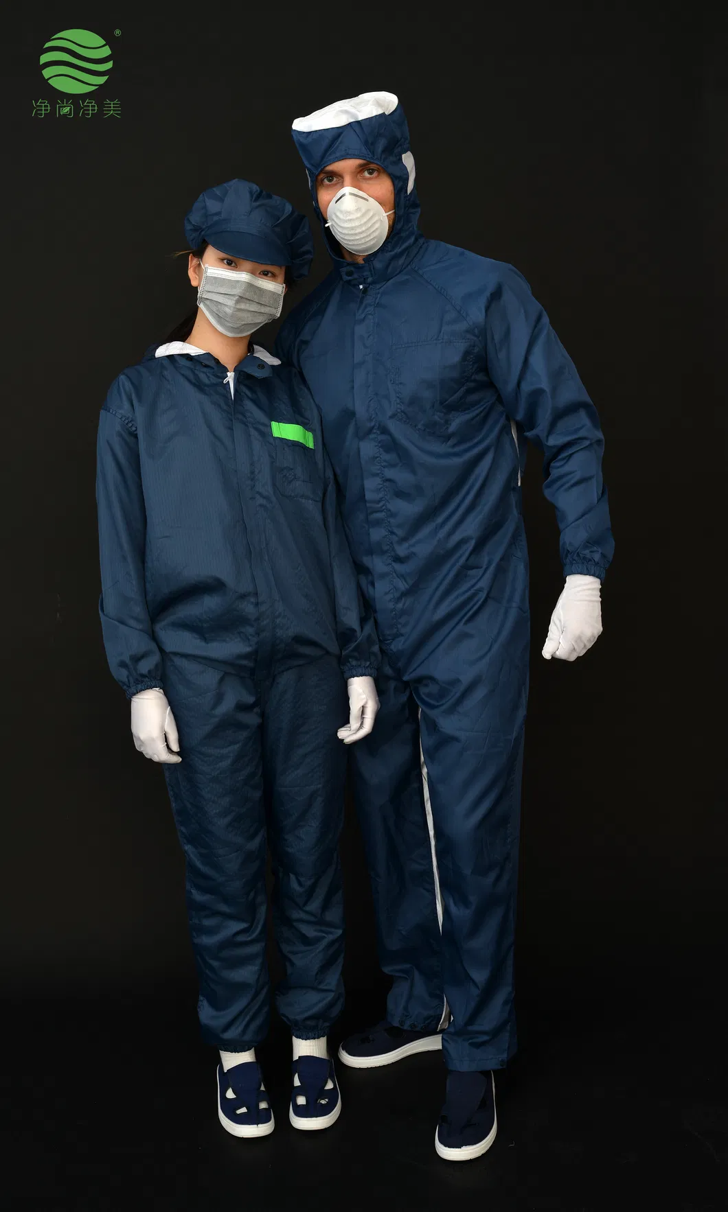 Mono azul oscuro con rayas de la industria de semiconductores, ropa de seguridad antiestática ESD