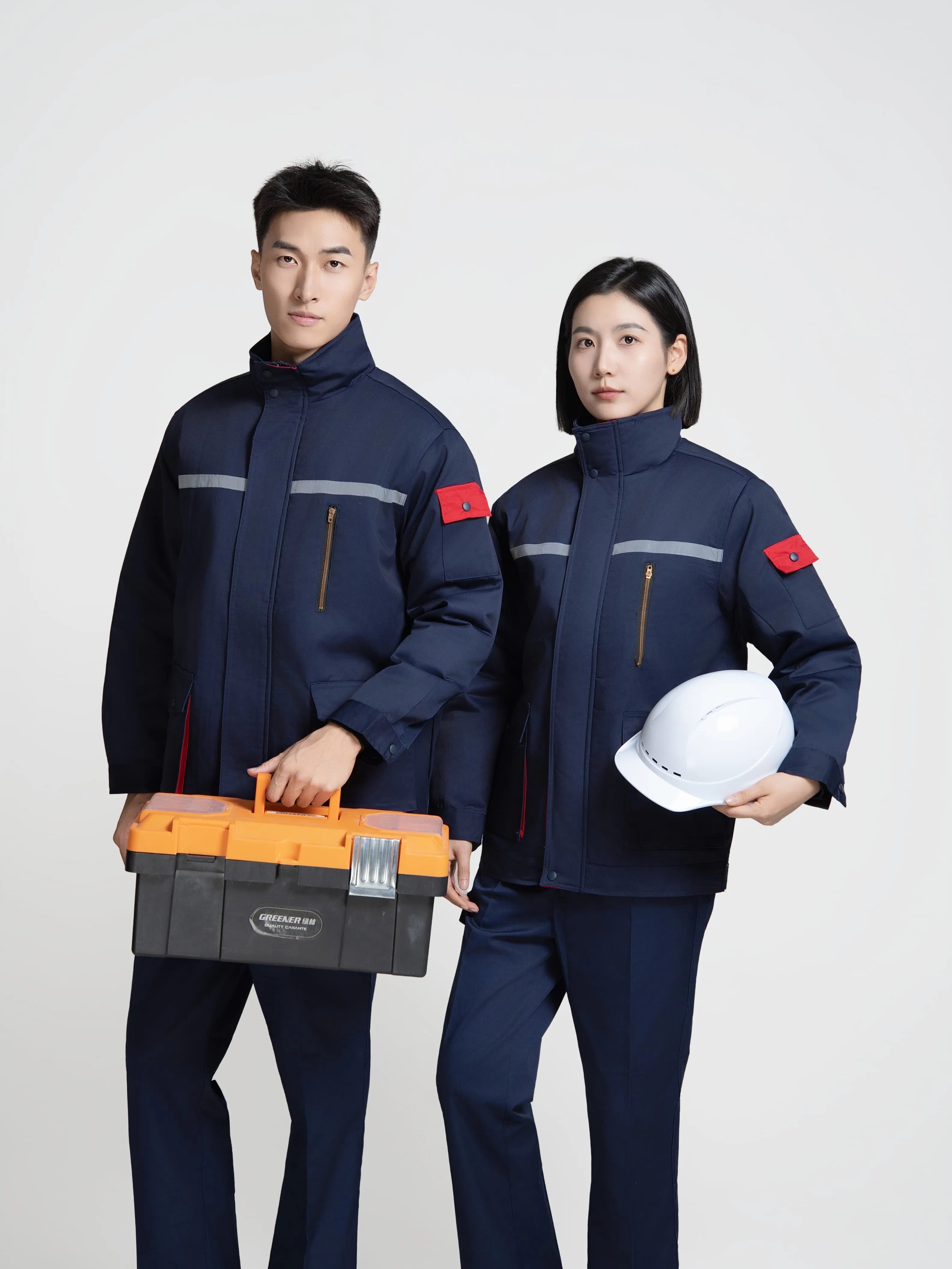 Chaqueta de trabajo protectora unisex para invierno con forro interior desmontable, ropa de seguridad para fábrica y taller