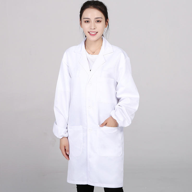 Abrigo de laboratorio blanco de manga larga de spandex personalizable para fábrica de alimentos, a prueba de polvo, ropa de trabajo de protección laboral