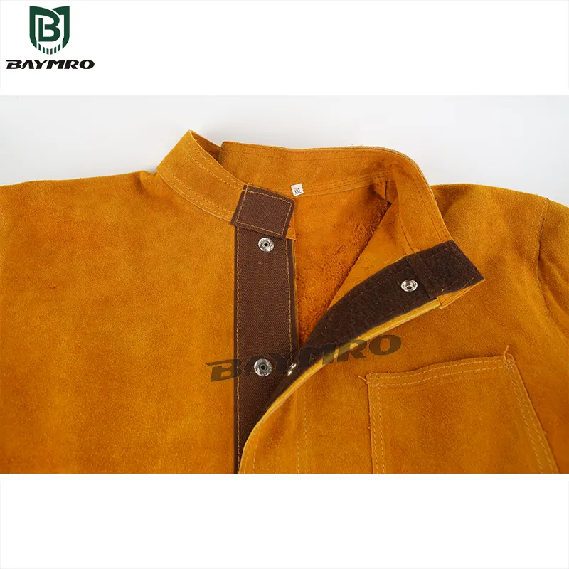Ropa de trabajo protectora de cuero de vaca para soldadura, reversible, cubierta de botas, retardante de llama En11611
