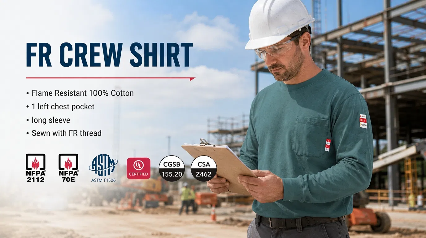 Sudadera de cuello redondo resistente a las llamas Nfpa 2112 ropa antistática para trabajadores de arco eléctrico