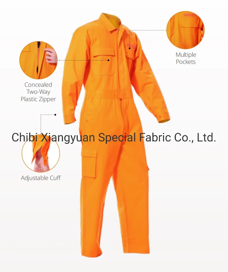 Ropa protectora de algodón y poliéster resistente al fuego en 260g
