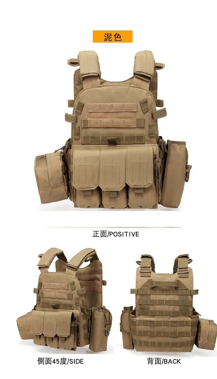 Chaleco táctico multifuncional para exteriores, chaleco de combate de camuflaje, ropa protectora