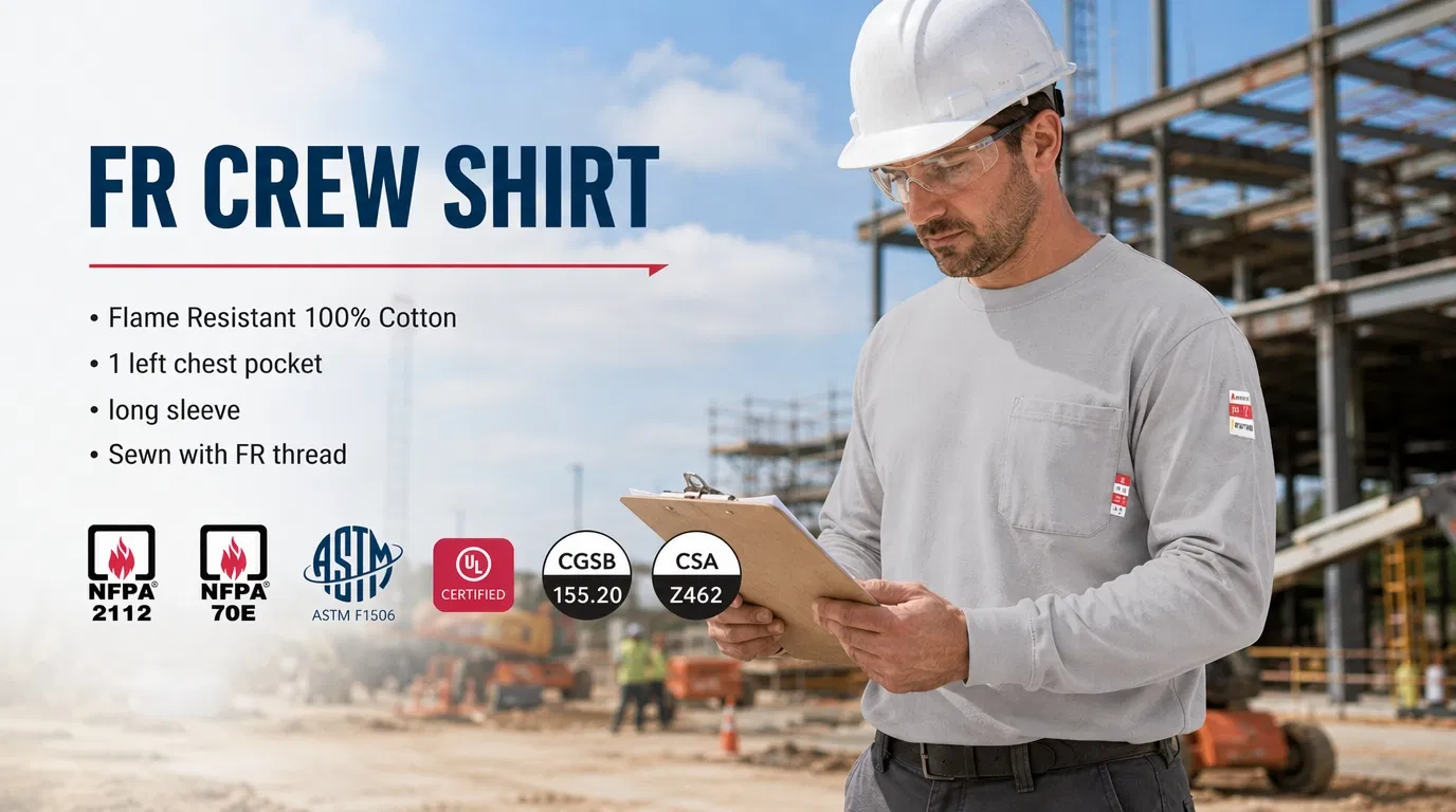 Workwear Henley Shirt Flame Resistant 100% Cotton Fire Resistant Shirt Work Safety Clothing