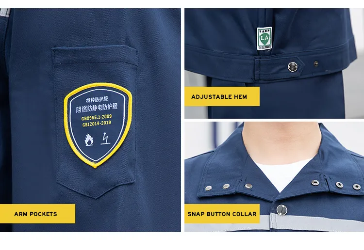 Ropa de trabajo antiestática y pirorretardante con logotipo de algodón puro