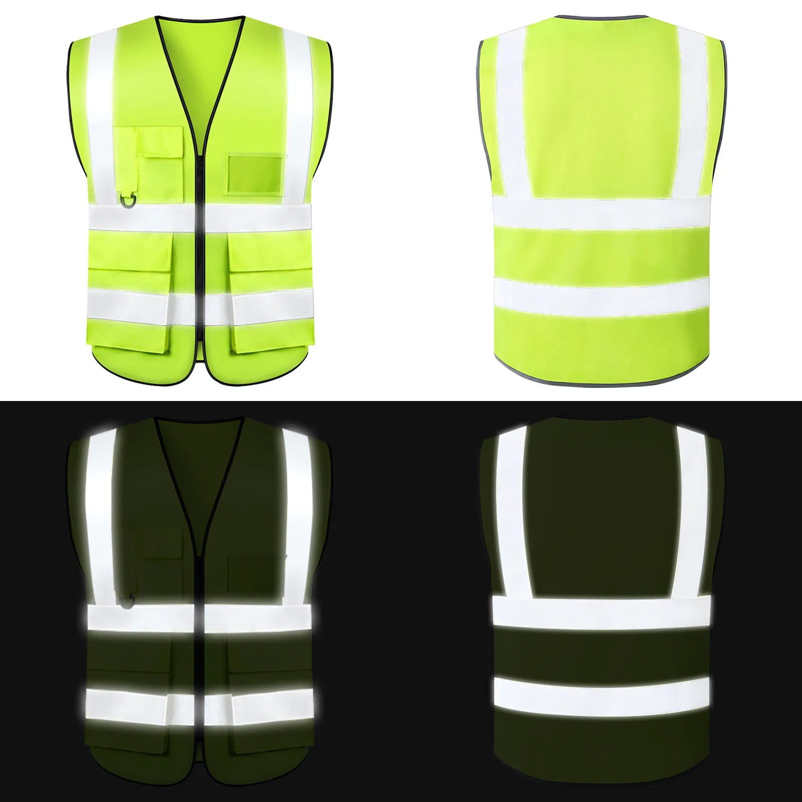 Chaleco de alta visibilidad chaqueta reflectante con bolsillos ropa reflectante de construcción