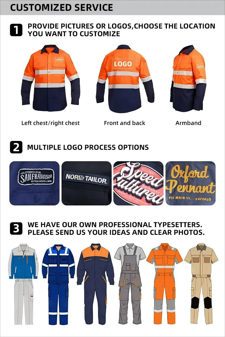 Ropa de trabajo industrial personalizada para la seguridad en el sitio