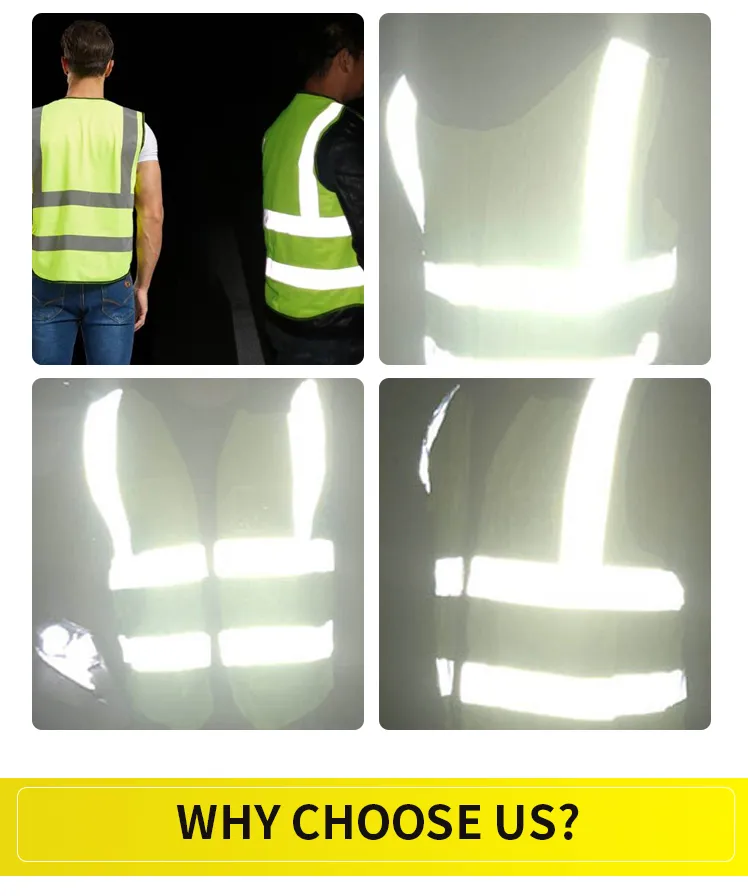 Advertencia de malla de ropa Hearts Dovetail con chaleco reflectante de alta visibilidad y múltiples bolsillos