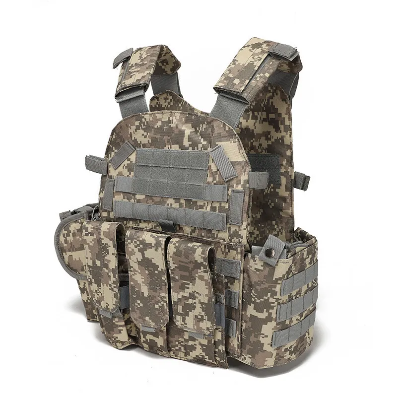 Chaleco táctico multifuncional para exteriores, chaleco de combate de camuflaje, ropa protectora