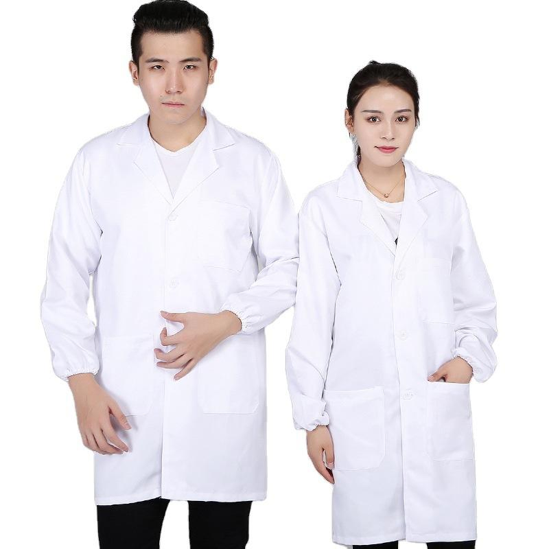 Abrigo de laboratorio blanco de manga larga de spandex personalizable para fábrica de alimentos, a prueba de polvo, ropa de trabajo de protección laboral