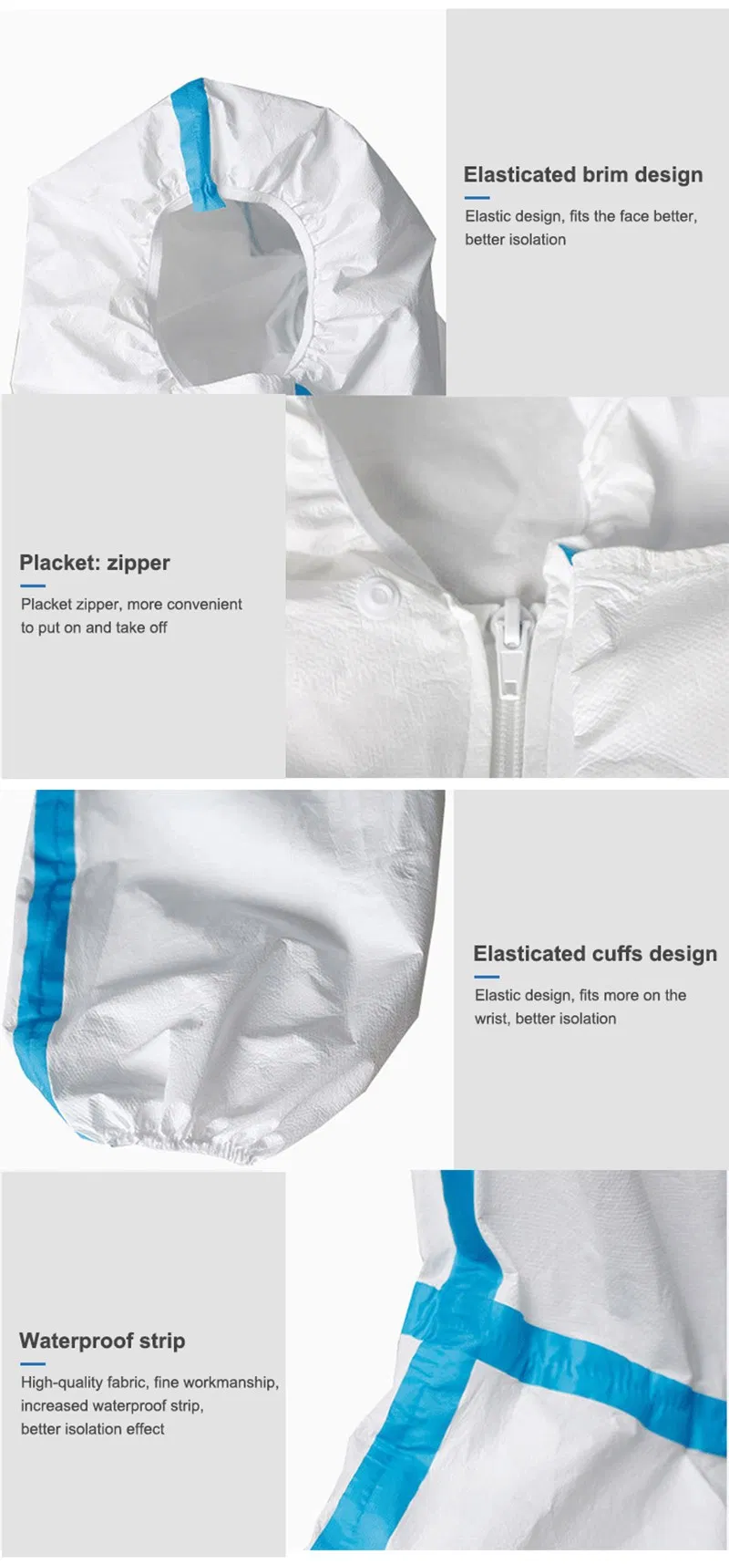 Ropa de aislamiento protectora desechable médica
