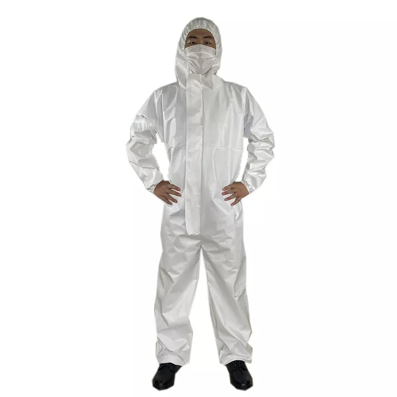Traje desechable de PPE, ropa protectora de cuerpo completo con capucha y tira sellada para protección química