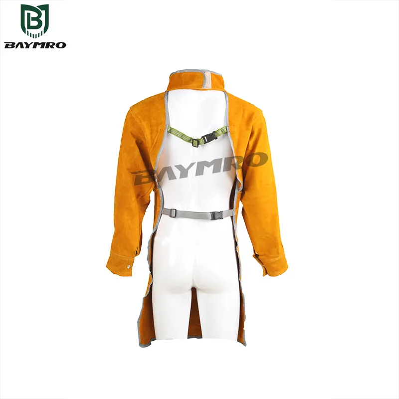 Ropa de soldador reversible de cuero de vaca, ropa protectora ignífuga, ropa de trabajo para soldadores En 13911