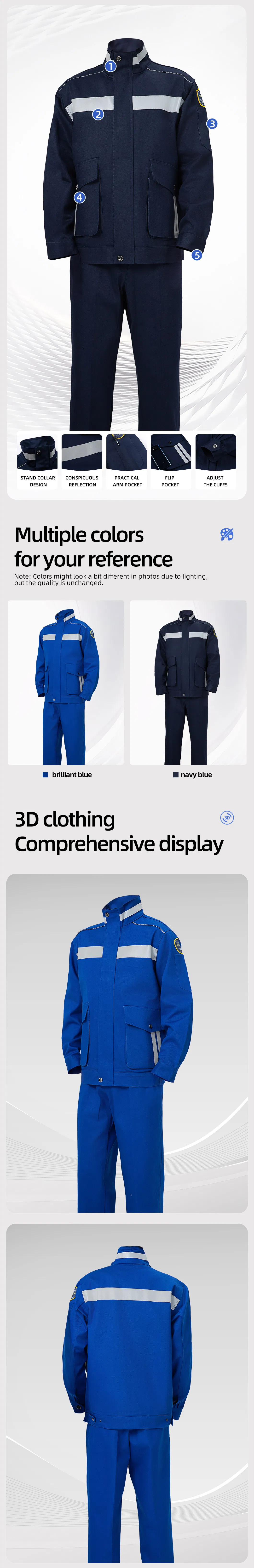 Ropa de trabajo duradera y retardante de llama, vestimenta de seguridad protectora para soldadura, minería, ropa a prueba de fuego, uniformes