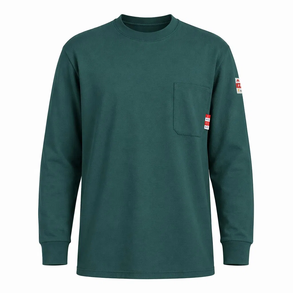 Sudadera de cuello redondo resistente a las llamas Nfpa 2112 ropa antistática para trabajadores de arco eléctrico