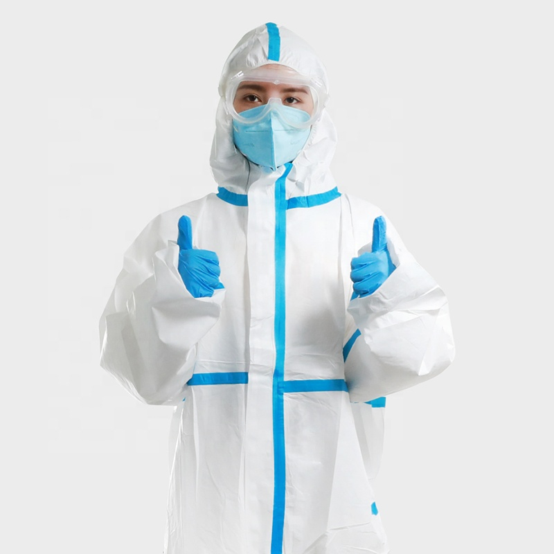 Ropa protectora blanca de hospital / Bata de aislamiento médica desechable