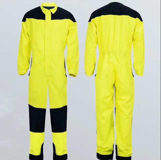 65%Cotton 34%Polyester 1%Antistatic Ropa de trabajo a prueba de fuego y calor con advertencia visible de peligro de arco eléctrico